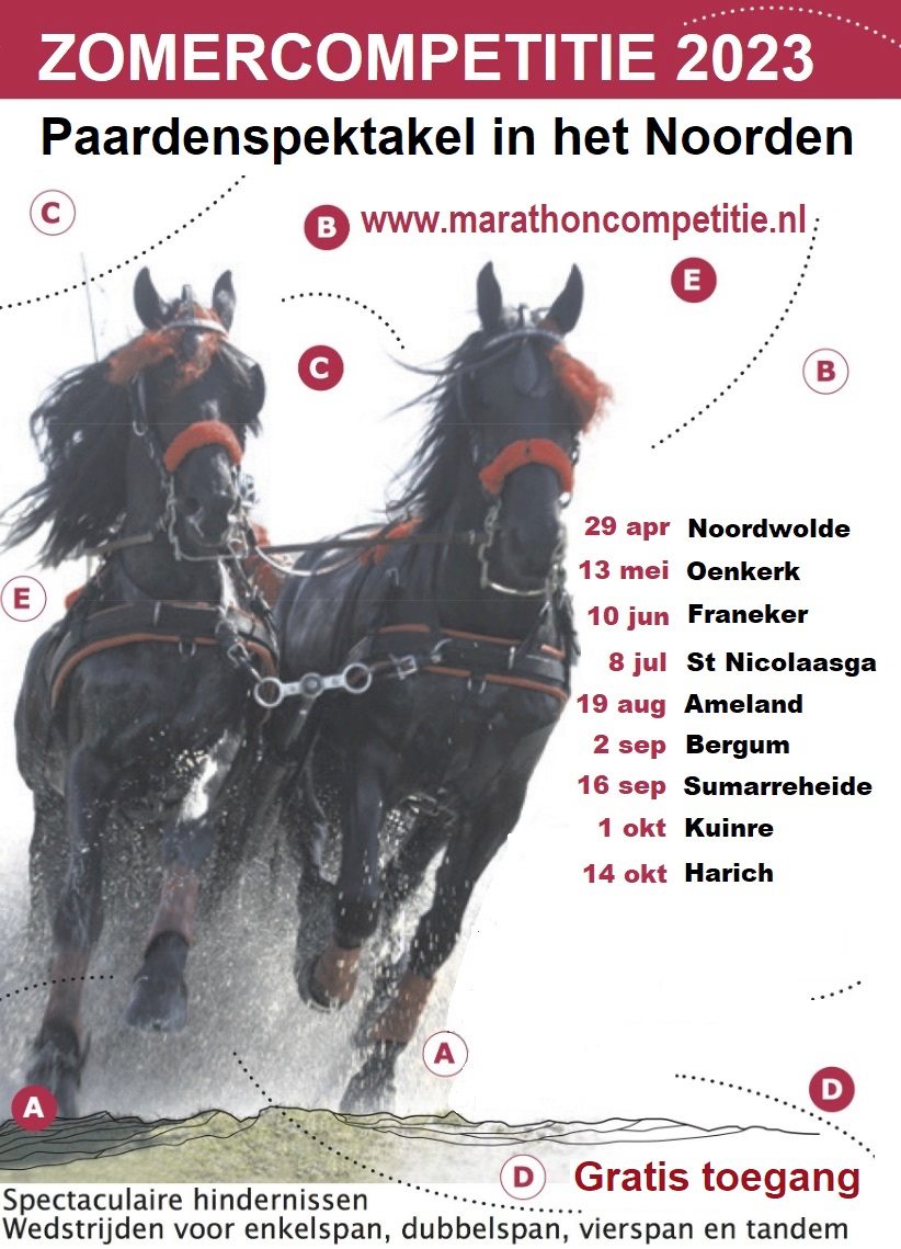 Marathoncompetitie 14-10-2023 Harich marathon spektakel. Al de activiteiten vinden plaats in en rondom Manege Gaasterland te Harich De manege ligt aan de rand van de Gaasterlands bossen in ZW Friesland.
